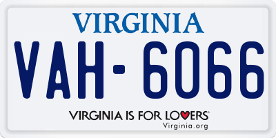 VA license plate VAH6066