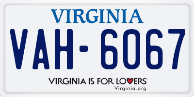 VA license plate VAH6067