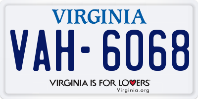 VA license plate VAH6068
