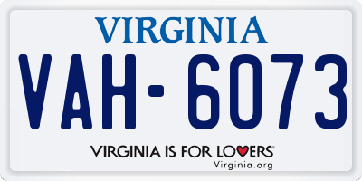 VA license plate VAH6073