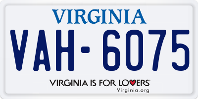 VA license plate VAH6075