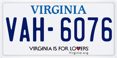 VA license plate VAH6076
