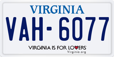 VA license plate VAH6077