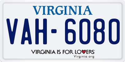 VA license plate VAH6080