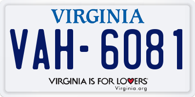 VA license plate VAH6081