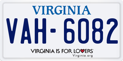 VA license plate VAH6082