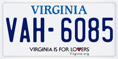 VA license plate VAH6085