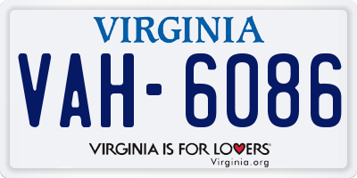 VA license plate VAH6086