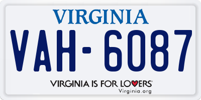 VA license plate VAH6087