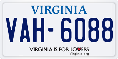 VA license plate VAH6088