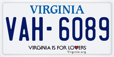 VA license plate VAH6089