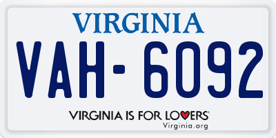 VA license plate VAH6092