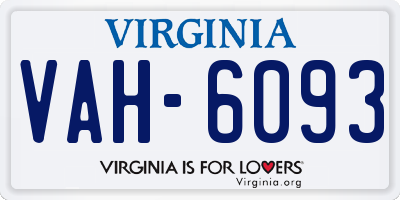VA license plate VAH6093