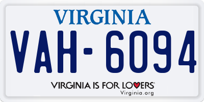 VA license plate VAH6094