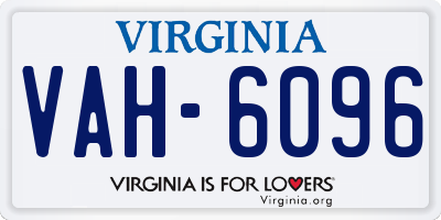 VA license plate VAH6096