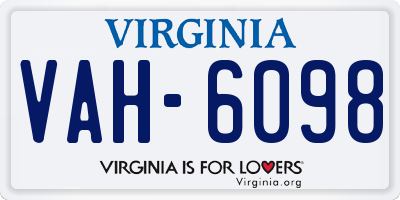 VA license plate VAH6098