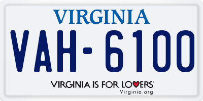 VA license plate VAH6100
