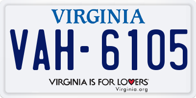 VA license plate VAH6105