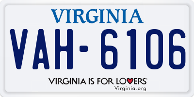 VA license plate VAH6106