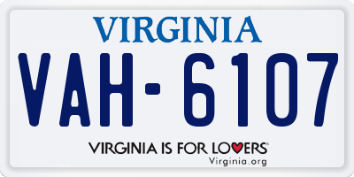 VA license plate VAH6107