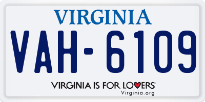VA license plate VAH6109