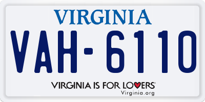 VA license plate VAH6110