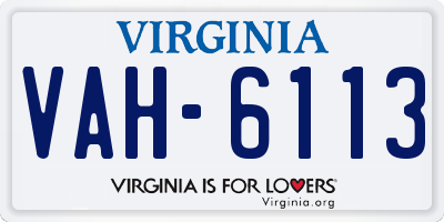 VA license plate VAH6113