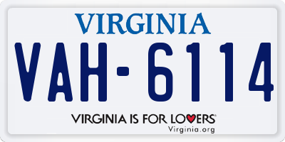 VA license plate VAH6114