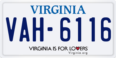 VA license plate VAH6116