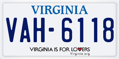 VA license plate VAH6118