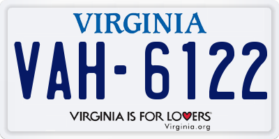 VA license plate VAH6122
