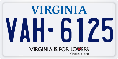 VA license plate VAH6125