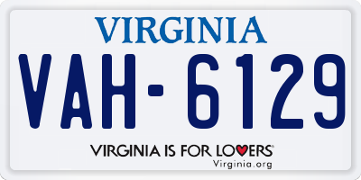 VA license plate VAH6129