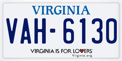 VA license plate VAH6130