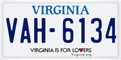 VA license plate VAH6134