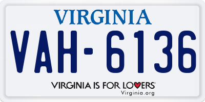VA license plate VAH6136