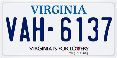 VA license plate VAH6137