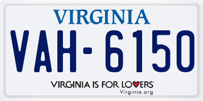 VA license plate VAH6150