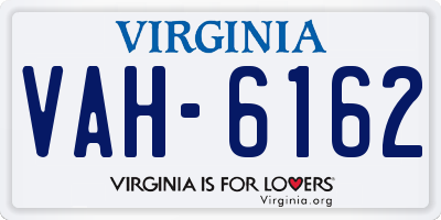 VA license plate VAH6162