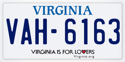 VA license plate VAH6163