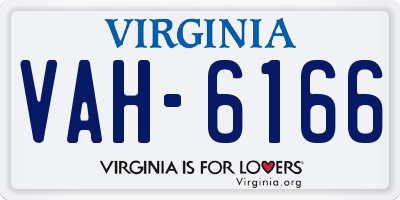 VA license plate VAH6166