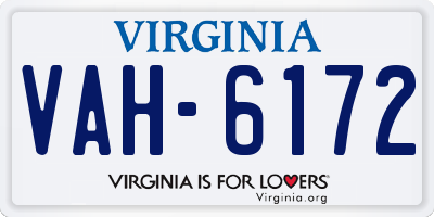 VA license plate VAH6172