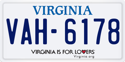 VA license plate VAH6178