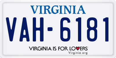 VA license plate VAH6181