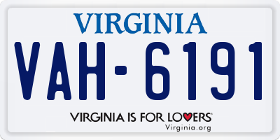 VA license plate VAH6191