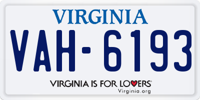 VA license plate VAH6193