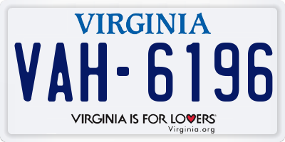 VA license plate VAH6196