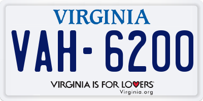 VA license plate VAH6200