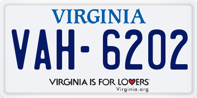 VA license plate VAH6202