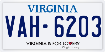 VA license plate VAH6203